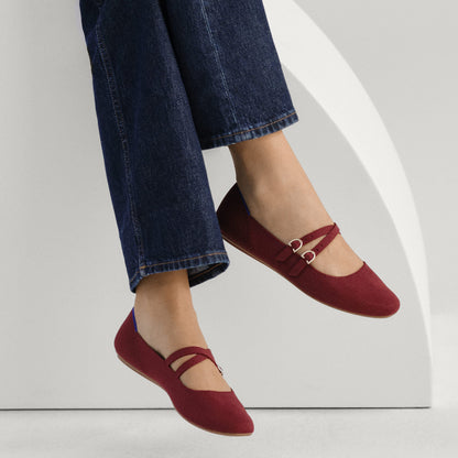 The Double Buckle Mary Jane in Cabernet | Rothys Women