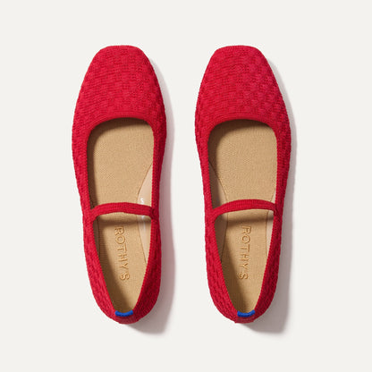 The Max Square Mary Jane in Red Crisp Basketweave | Rothys Women