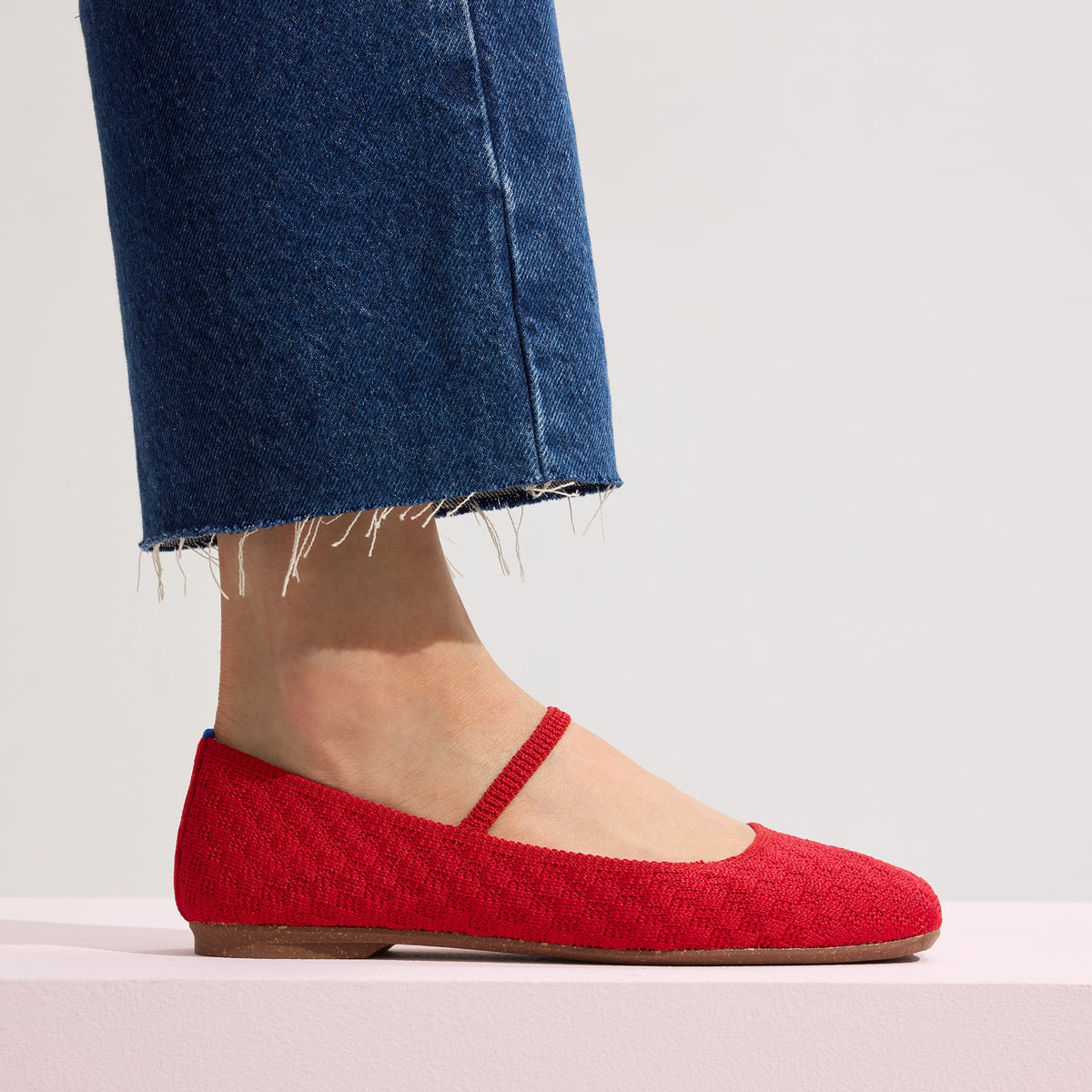 The Max Square Mary Jane in Red Crisp Basketweave | Rothys Women