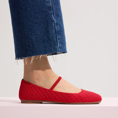 The Max Square Mary Jane in Red Crisp Basketweave | Rothys Women