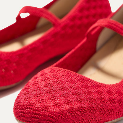 The Max Square Mary Jane in Red Crisp Basketweave | Rothys Women