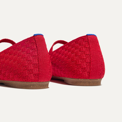 The Max Square Mary Jane in Red Crisp Basketweave | Rothys Women