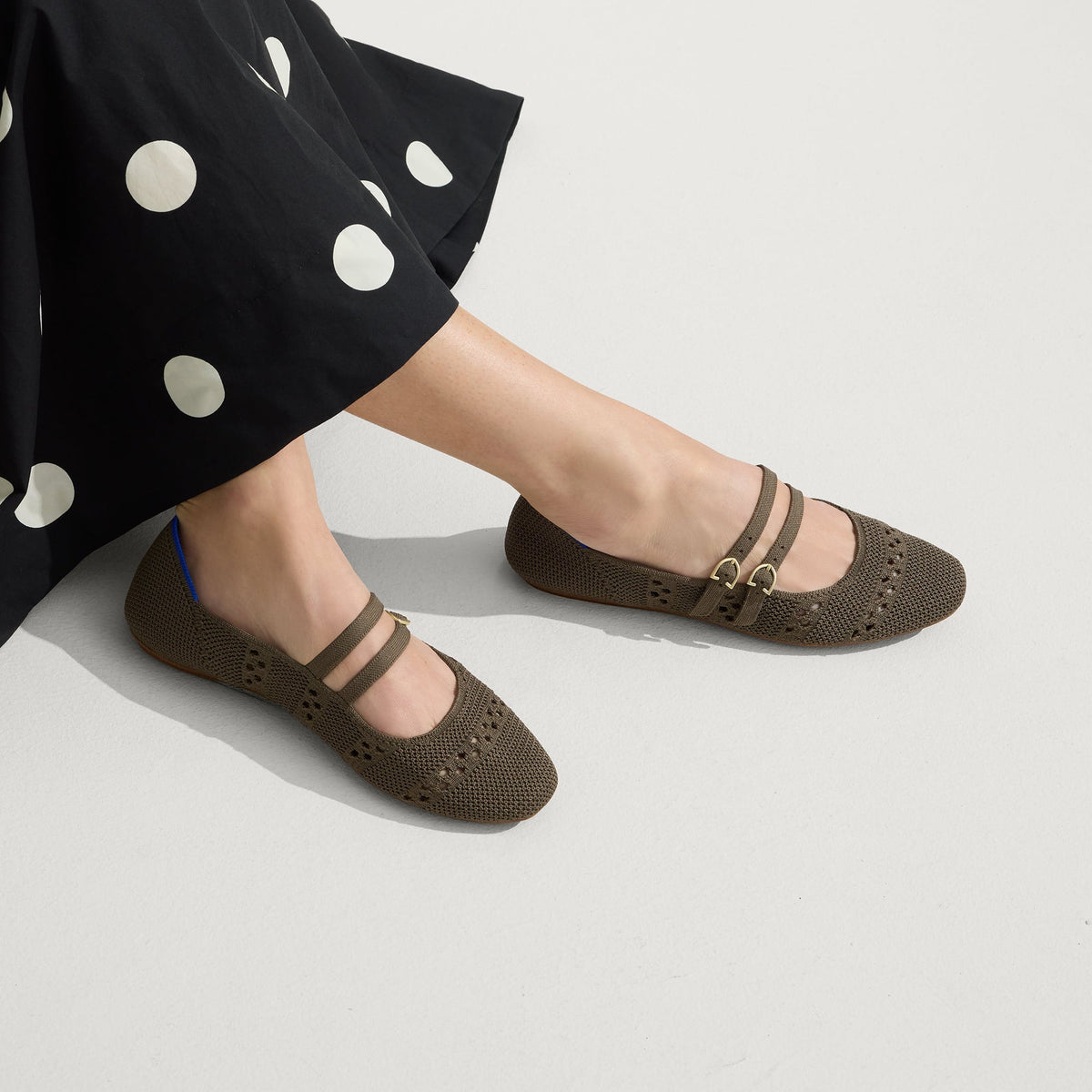 The Double Buckle Mary Jane in Safari Crochet | Rothys Women