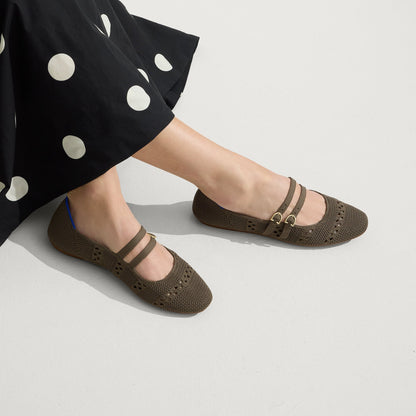 The Double Buckle Mary Jane in Safari Crochet | Rothys Women