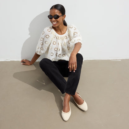 The Almond Slingback in Eyelet Ivory | Rothys Women