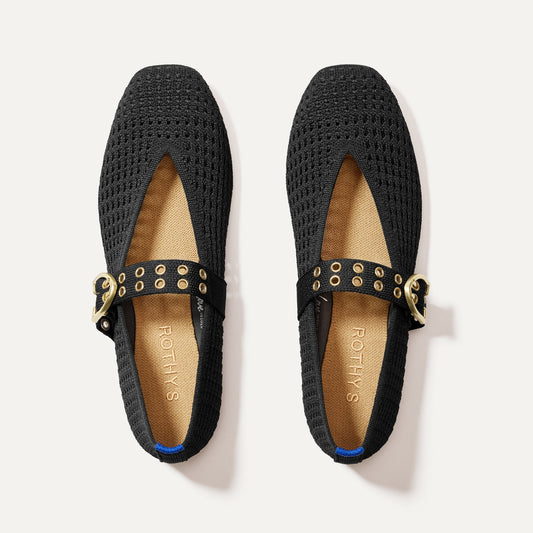 The Max Buckle Mary Jane in Black Mesh | Rothys Women