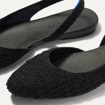 The Almond Slingback in Black Bouclé | Rothys Women