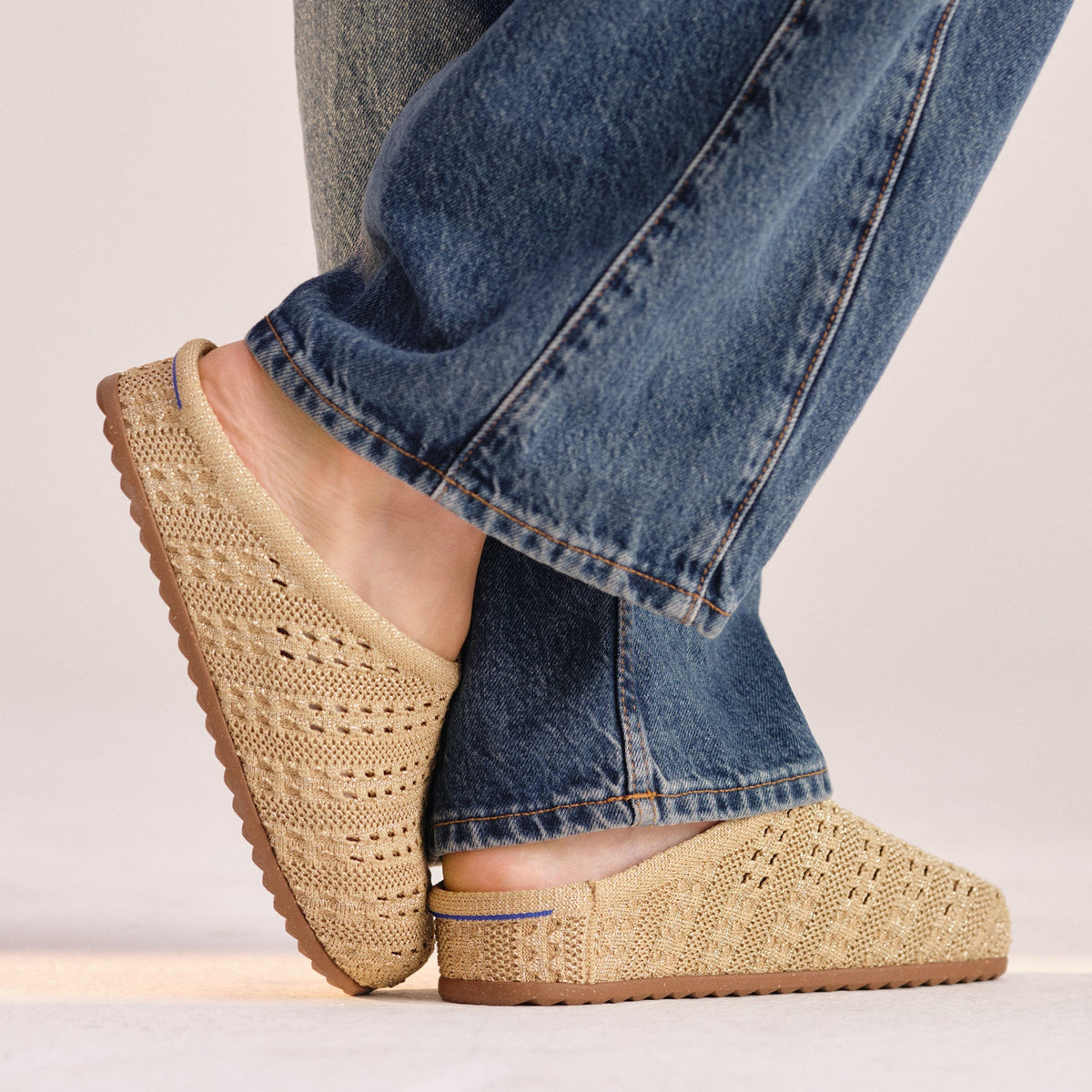 The Casual Clog in Metallic Golden Crochet | Rothys Women