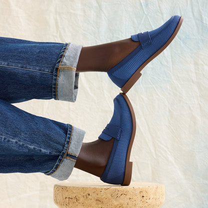 The Penny Loafer in Blue Raffia-Knit for Women | Rothys Women