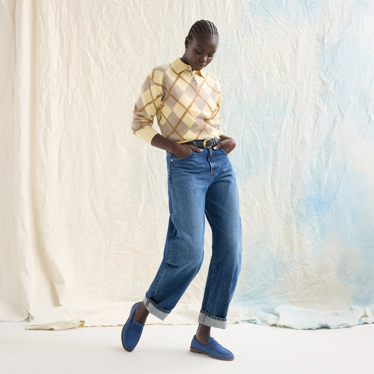 The Penny Loafer in Blue Raffia-Knit for Women | Rothys Women