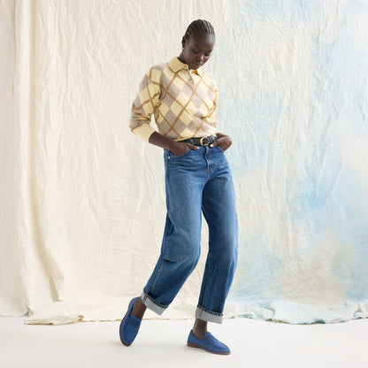 The Penny Loafer in Blue Raffia-Knit for Women | Rothys Women