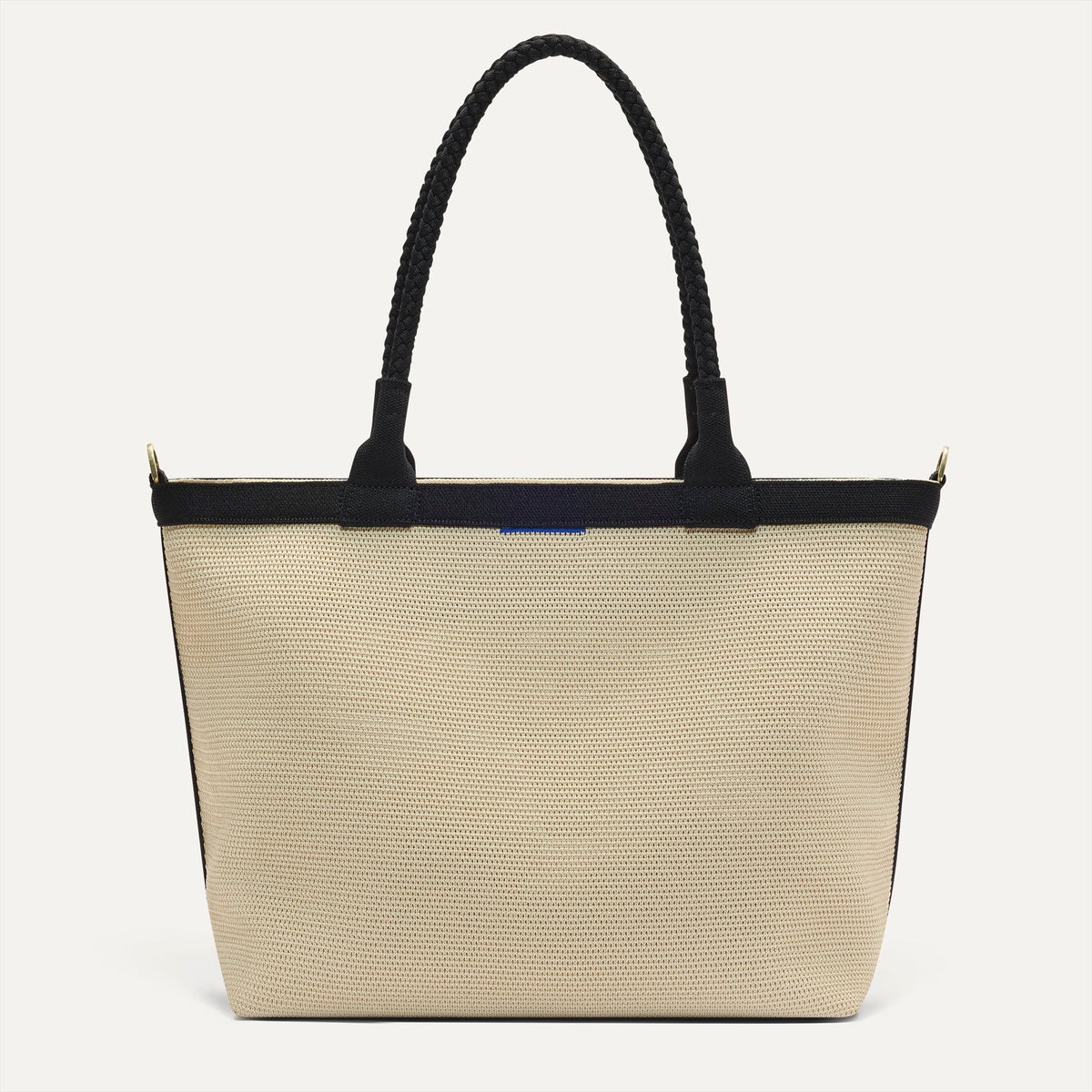 The Lightweight Zipper Tote in Black and White Raffia-Knit | Rothys Women|Bags
