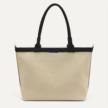 The Lightweight Zipper Tote in Black and White Raffia-Knit | Rothys Women|Bags