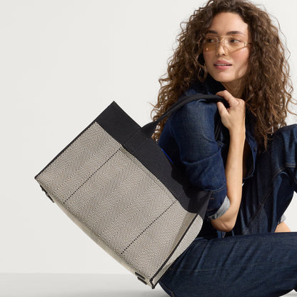 The Classic Tote in Black Herringbone | Rothys Bags